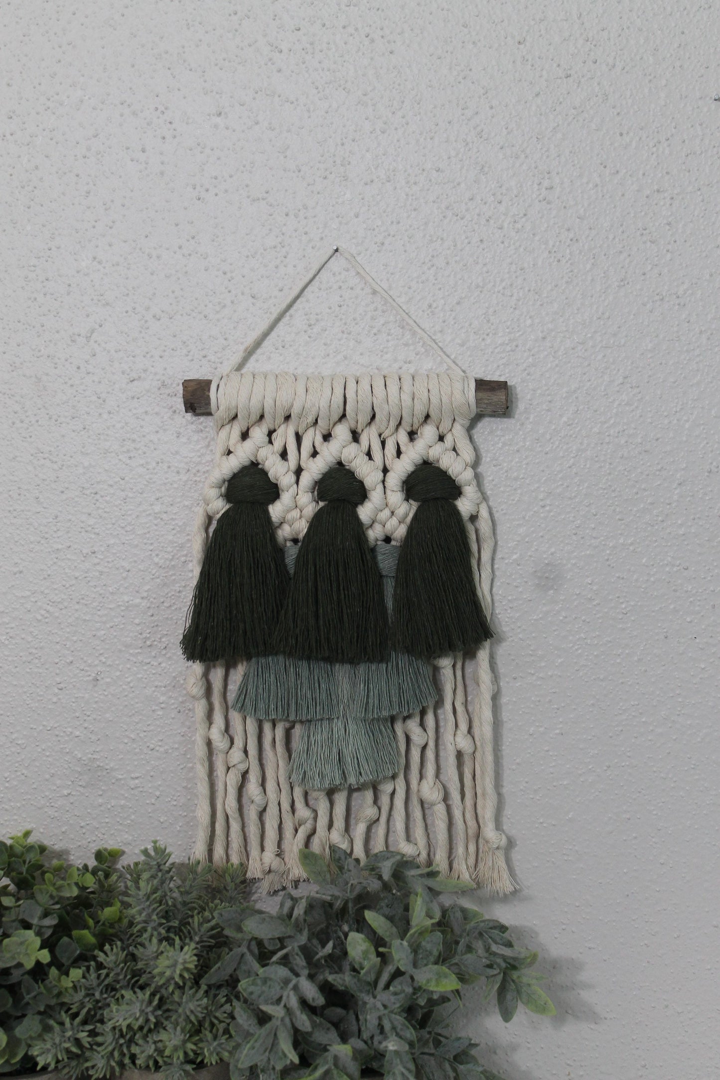 Small green gradient tassel macrame wall hanging | wall art | boho | wall decor | wall tapestry | home decor