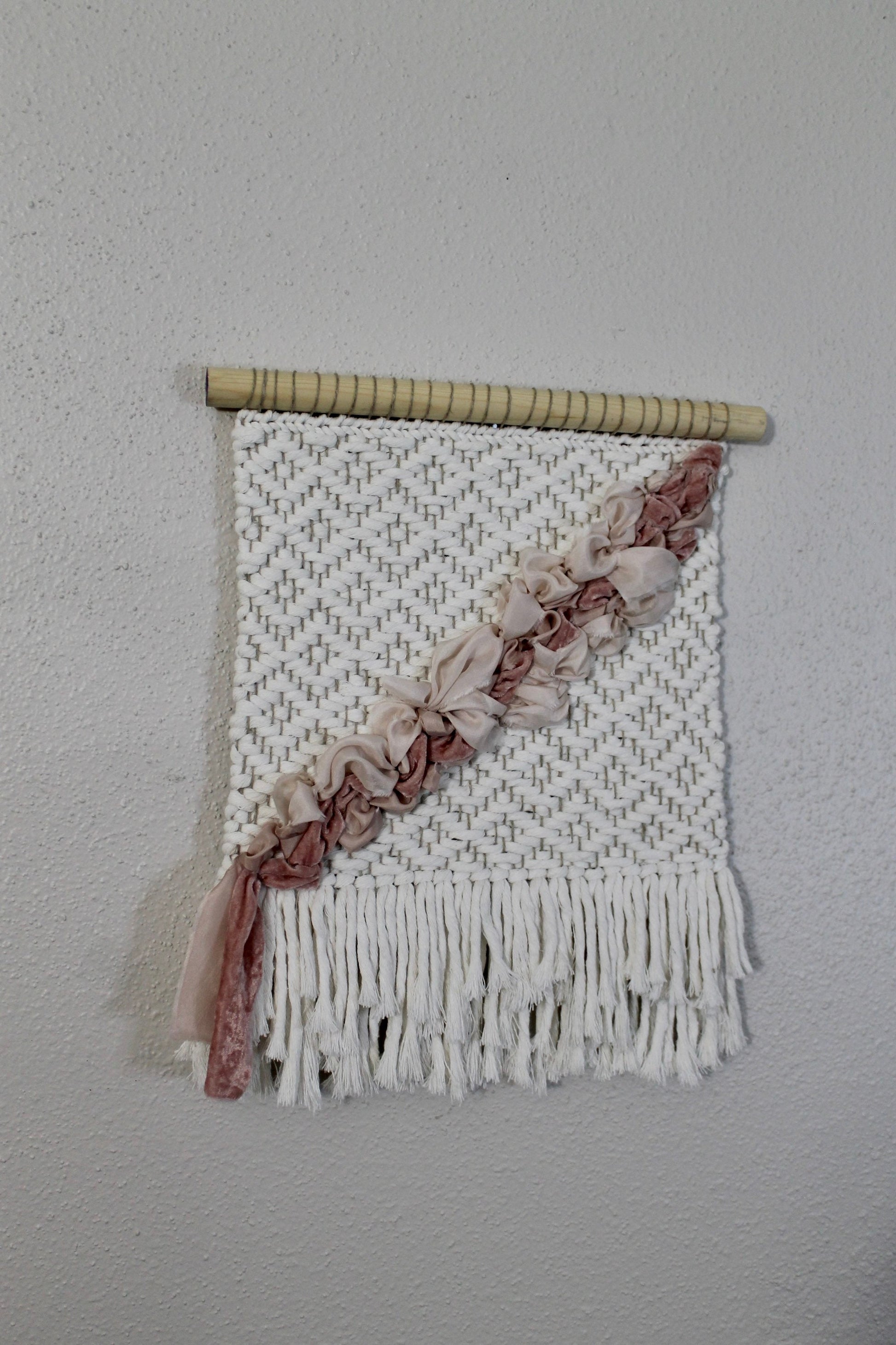 Pink silk woven wall hanging | wall art | weaving | woven tapestry | wall decor | wall tapestry | home decor | textile art