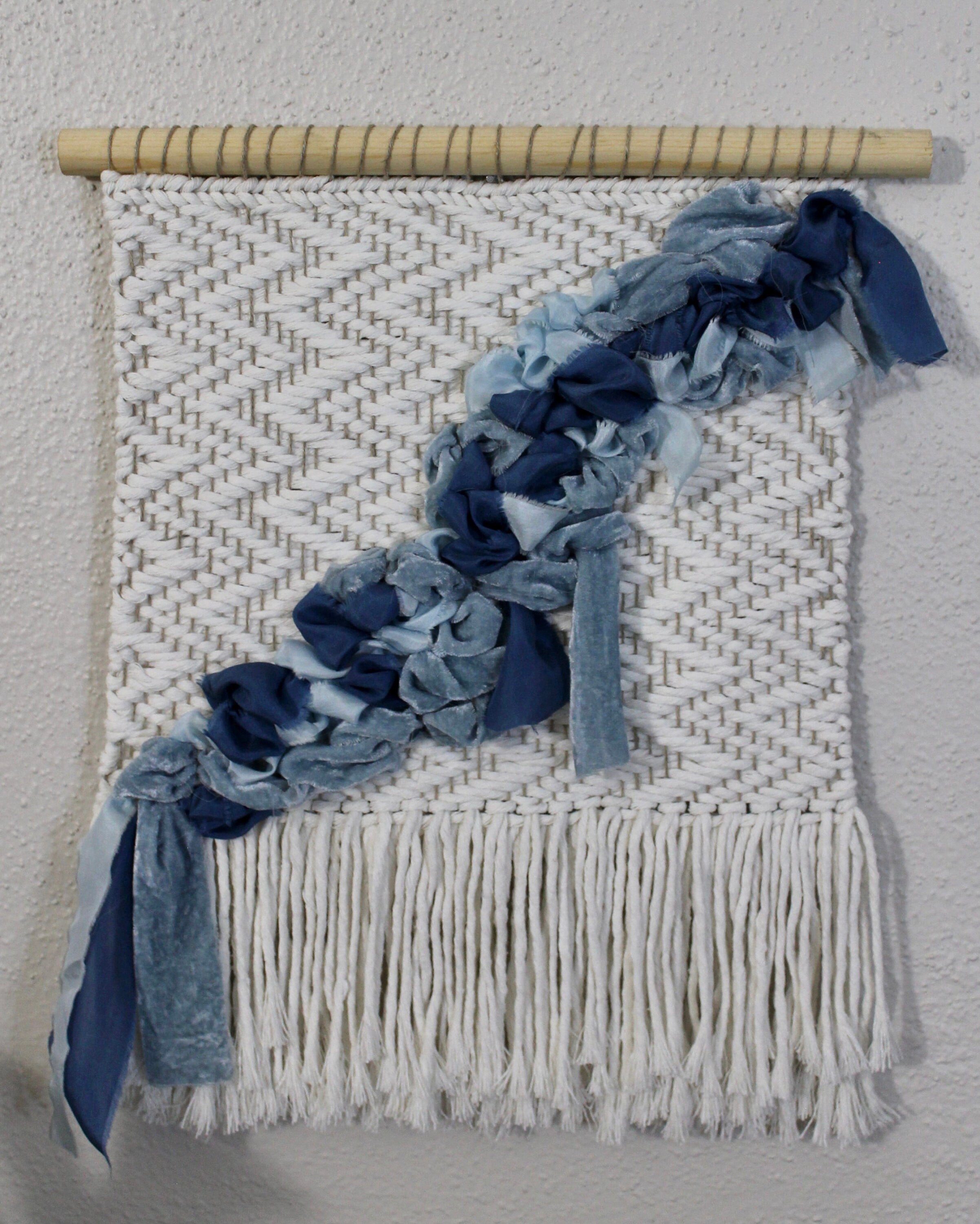 Blue woven wall hanging sale