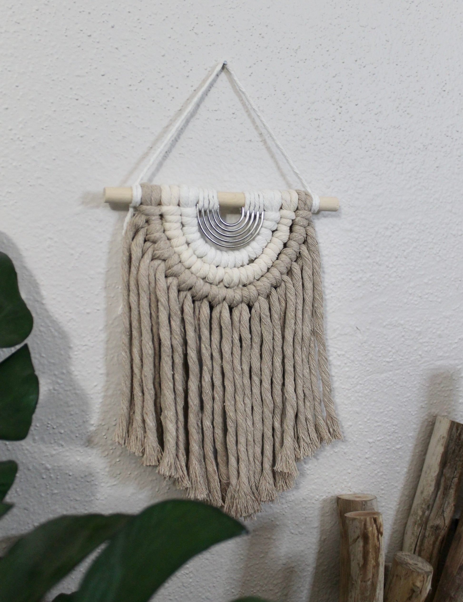 Chunky macrame wall hanging | mini macrame | metal accent | wall art | boho | wall decor | wall tapestry | home decor