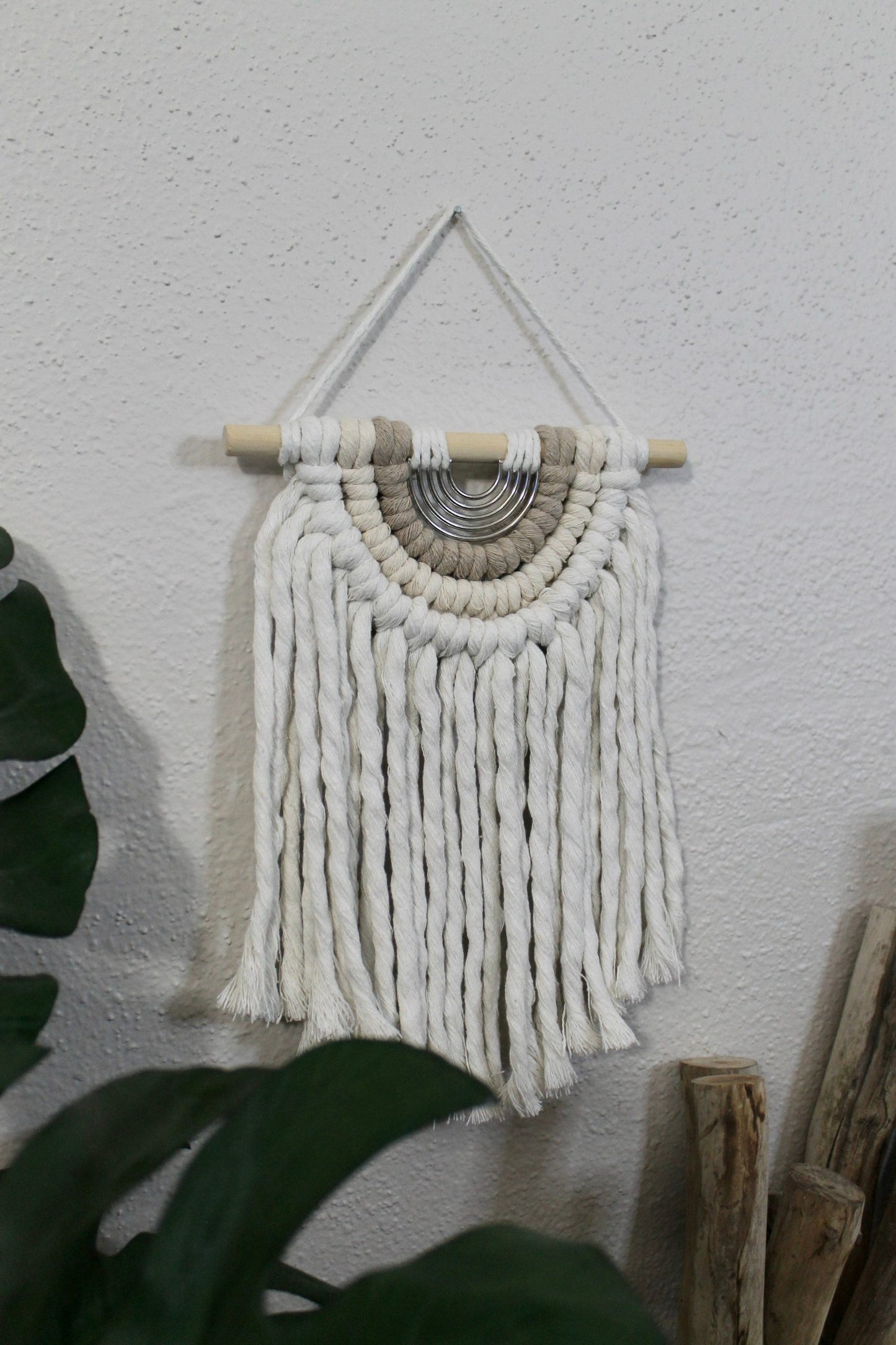 Chunky macrame wall hanging | mini macrame | metal accent | wall art | boho | wall decor | wall tapestry | home decor