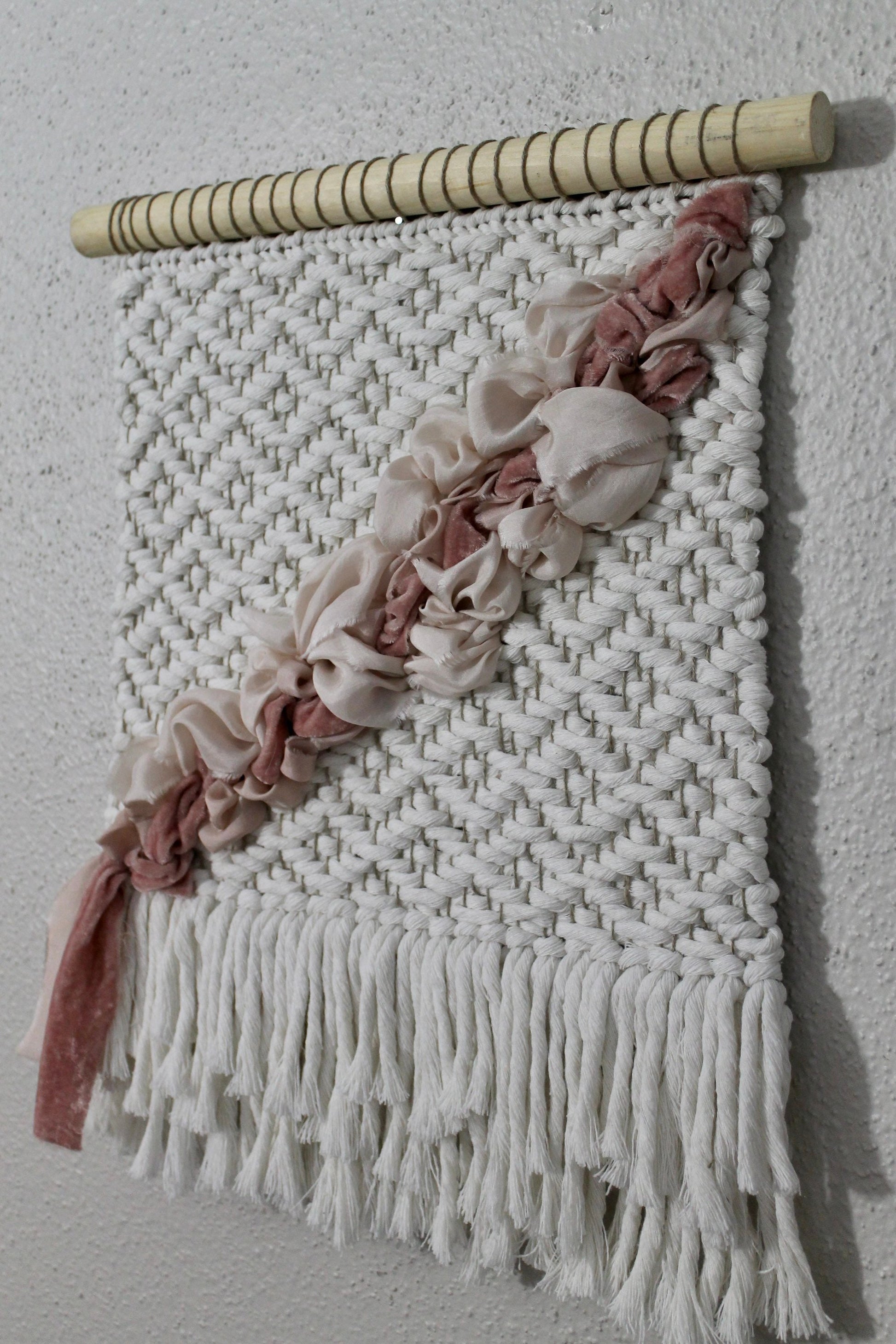 Pink silk woven wall hanging | wall art | weaving | woven tapestry | wall decor | wall tapestry | home decor | textile art