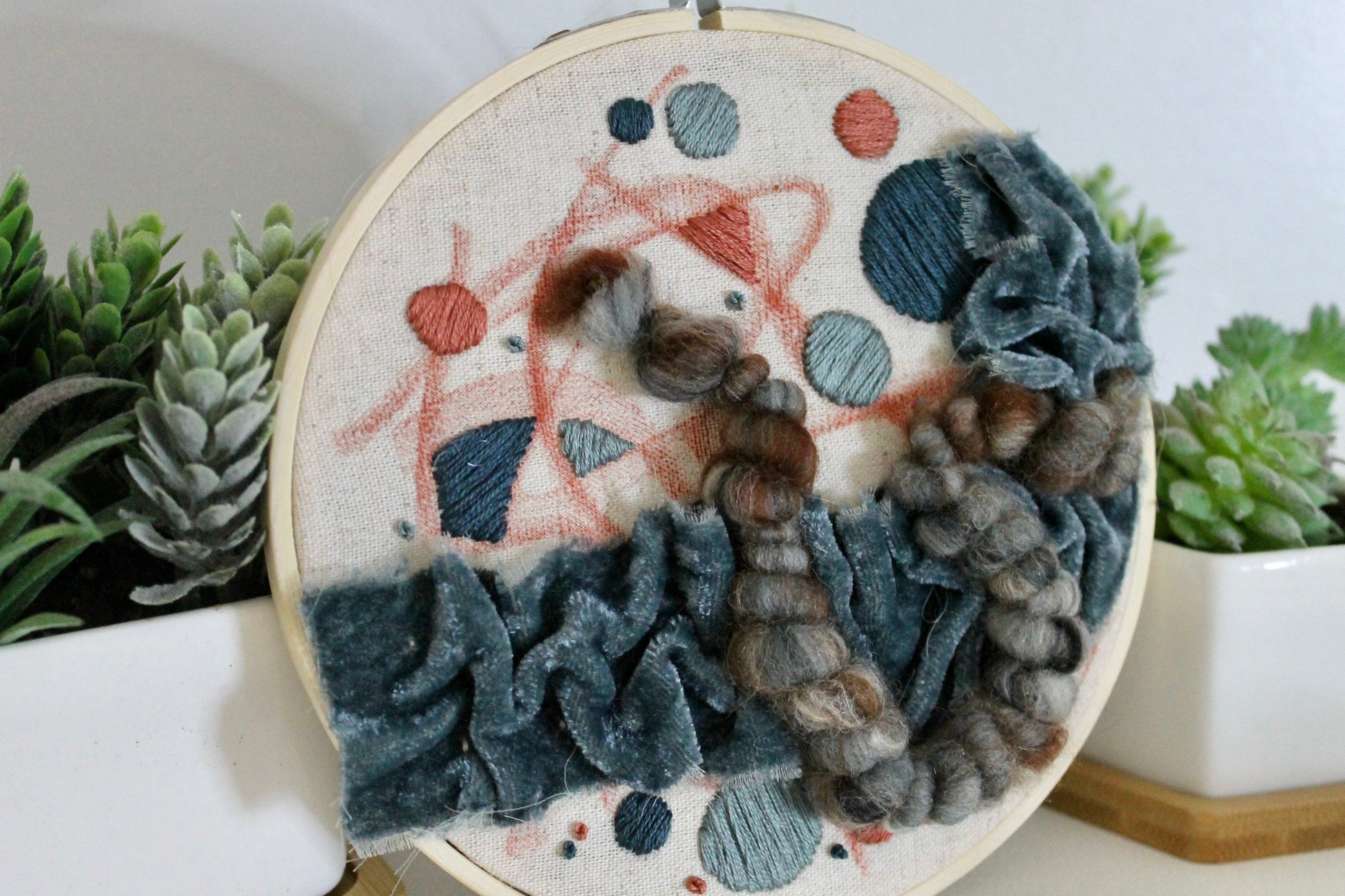 Abstract shapes embroidery | abstract | embroidery hoop | foil embroidery | diy | gift idea | flower