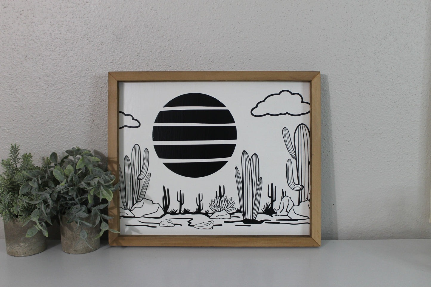 Cactus landscape | cactus | handmade barnwood frame | farmhouse decor | home decor | wall decor | handmade decor | picture frame