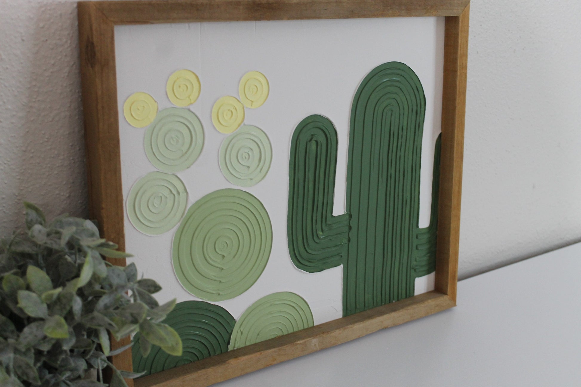 Cactus plaster decor | succulent | handmade barnwood frame | farmhouse decor | home decor | wall decor | handmade decor | plaster art