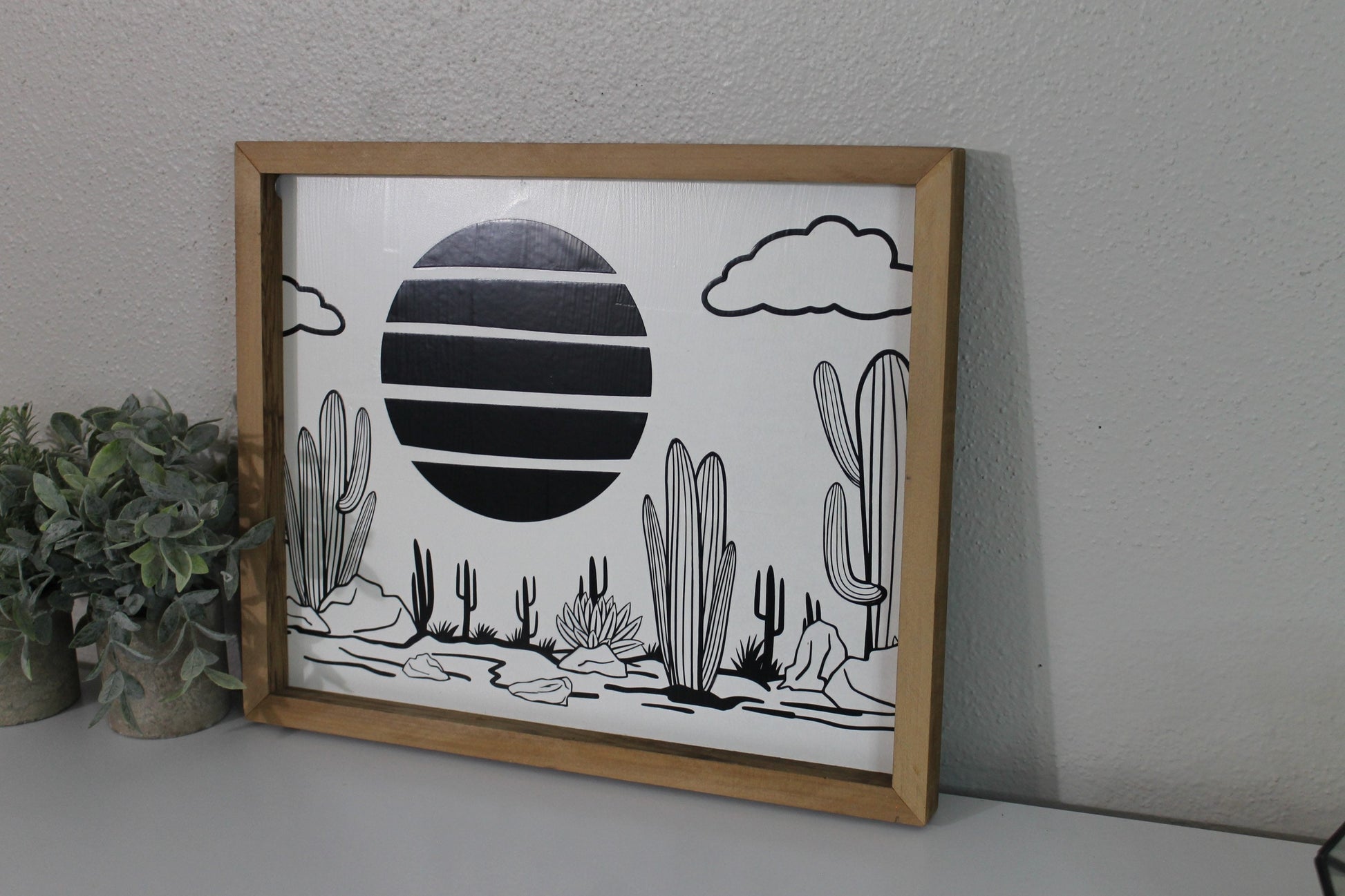 Cactus landscape | cactus | handmade barnwood frame | farmhouse decor | home decor | wall decor | handmade decor | picture frame