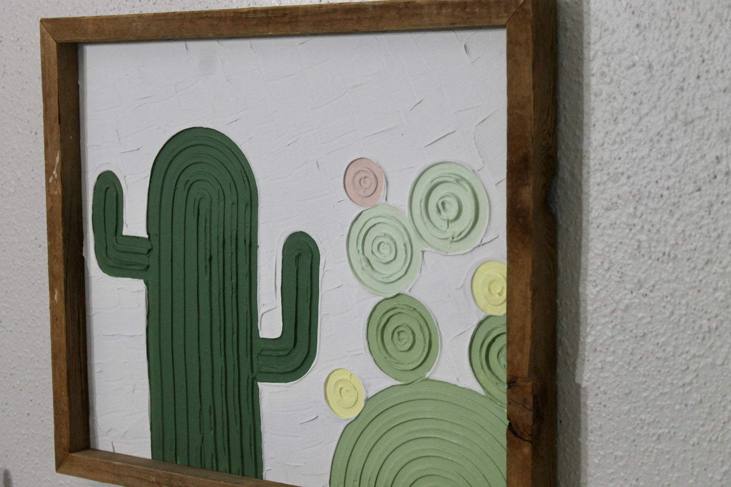 Cactus plaster decor | succulent | handmade barnwood frame | farmhouse decor | home decor | wall decor | handmade decor | plaster art